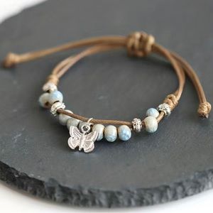 Ceramic Butterfly Pendant Bracelet
